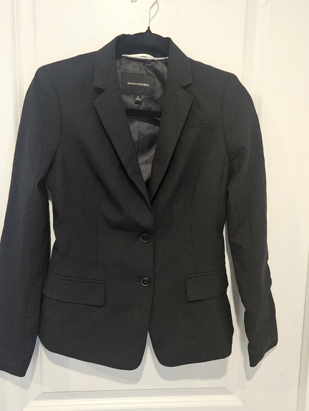 Banana Republic Women's Black Tailored Two-Button Blazer Wool Size 0